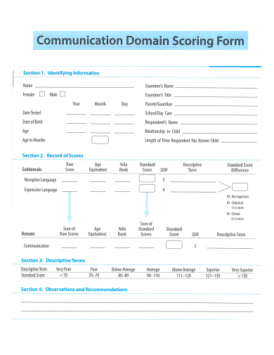 communication domain scoring form template