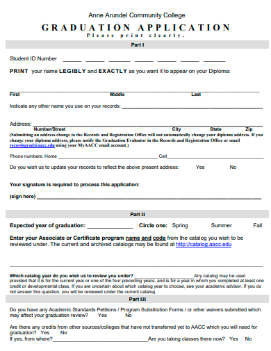 community college graduation application template