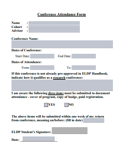 conference attendance form template