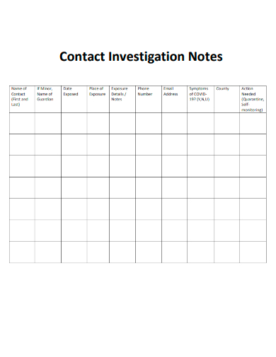 contact investigation notes