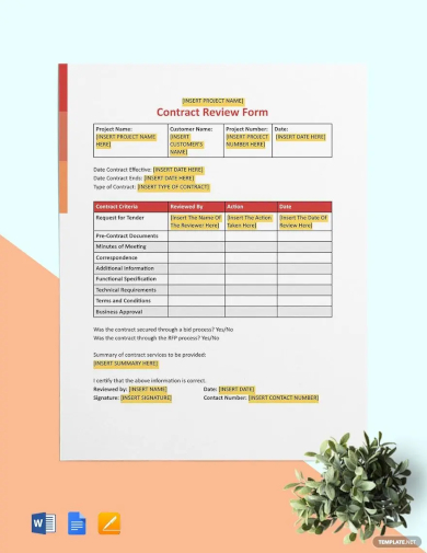 contract review form template