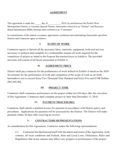 contractor scope of work agreement
