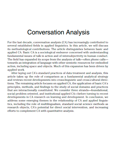 conversation analysis dissertation ideas