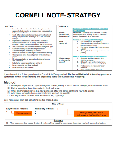 cornell note strategy