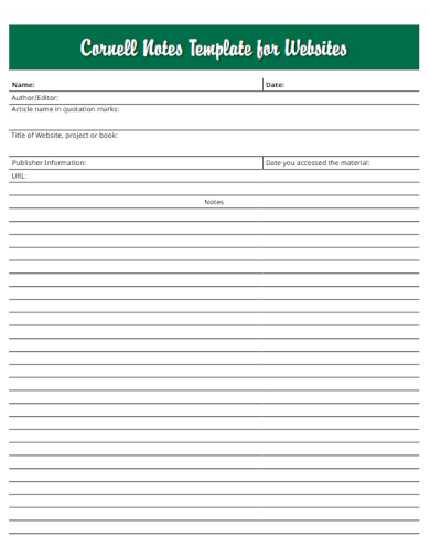 cornell notes template for websites
