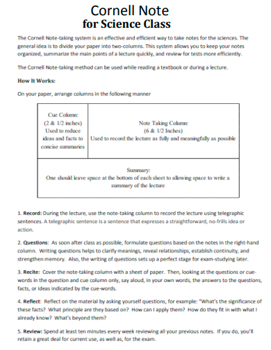 cornell notes for science class