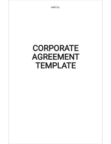 corporate agreement template