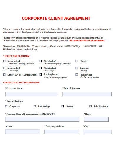 corporate client agreement template
