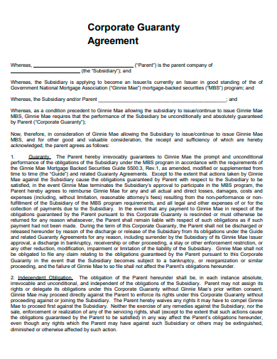 corporate guaranty agreement template