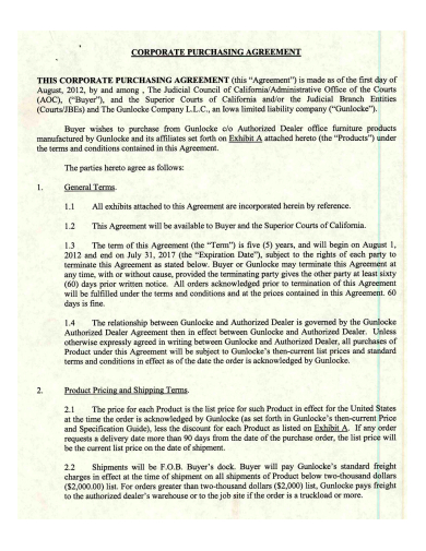corporate purchasing agreement template