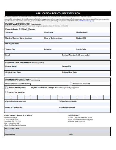 course extension application template
