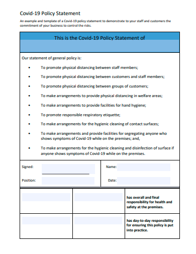 covid 19 policy statement template