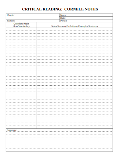 critical reading cornell notes