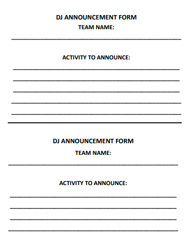dj announcement form template