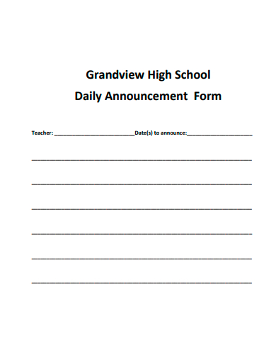 daily announcement form template