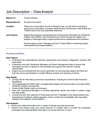 data analyst job description template