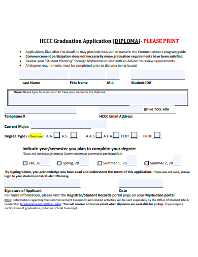 diploma graduation application template