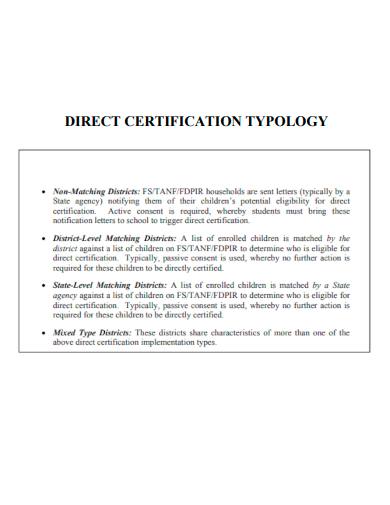 direct certification policy