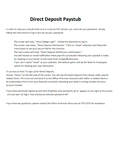 direct deposit paystub