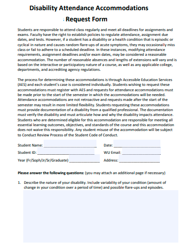 disability attendance accommodations request form template
