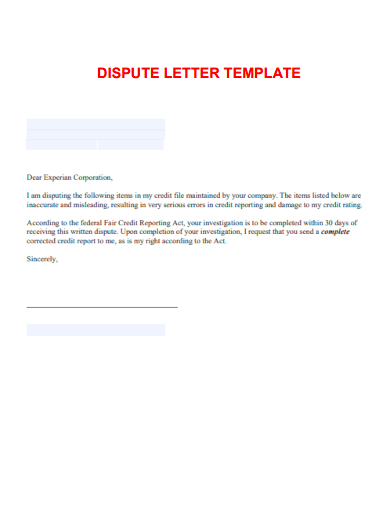 dispute letter template