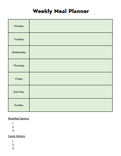 draft weekly meal planner template