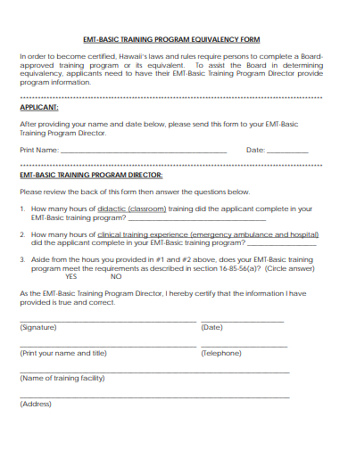 emt training program form