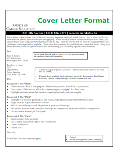 education cover letter format