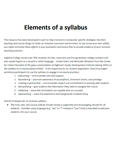 elements of a syllabus