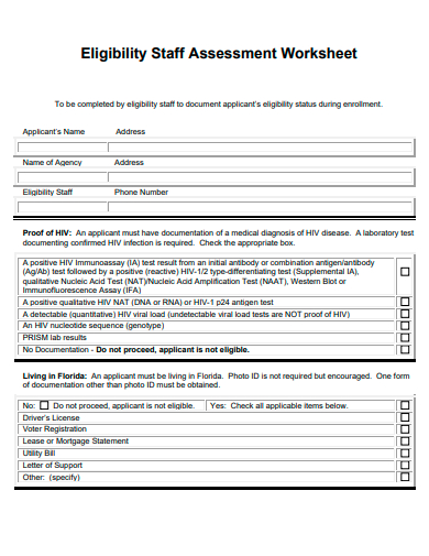 eligibility staff assessment worksheet template