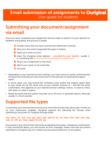 email template for assignment submission