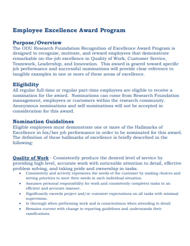employee excellence award program