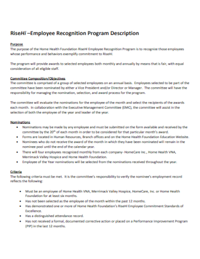 employee recognition program description