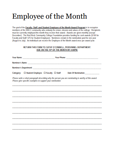 employee of the month award form
