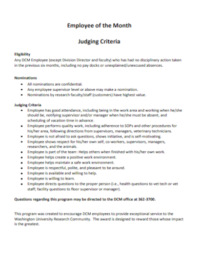 employee of the month judging criteria