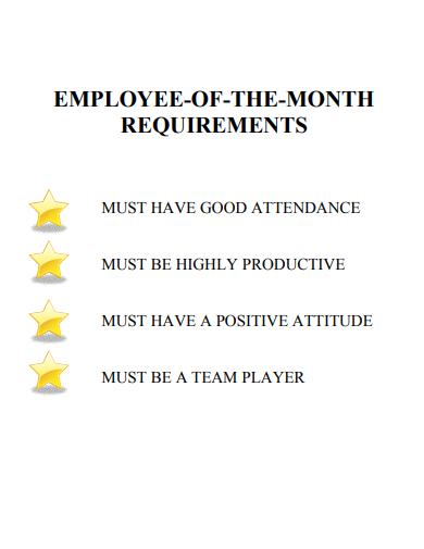 employee of the month requirements