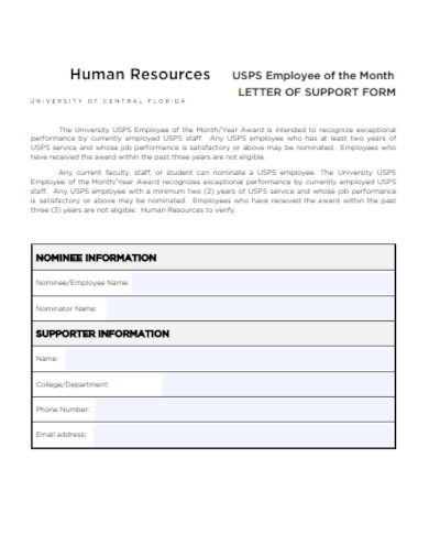 employee of the month support form