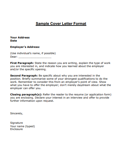 employer cover letter format