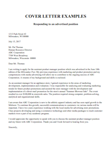 employment short cover letter