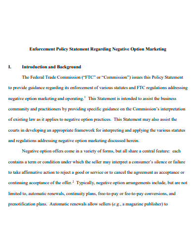 enforcement policy statement template