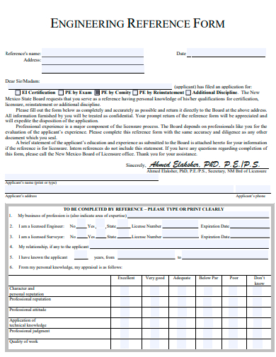 engineering reference form template