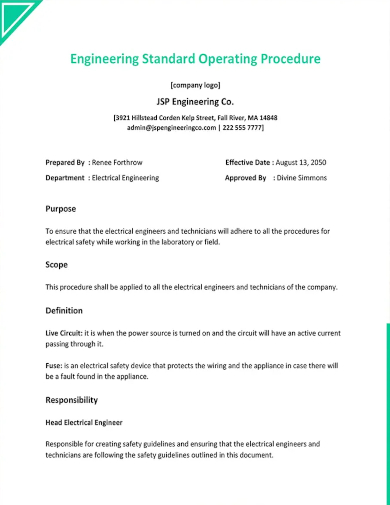 engineering standard operating procedure template