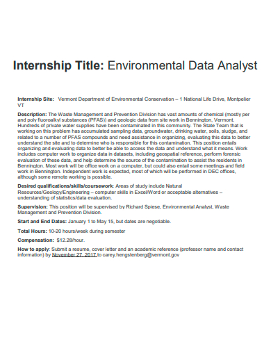 environmental data analyst template