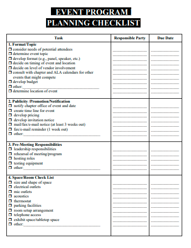 event program planning checklist template