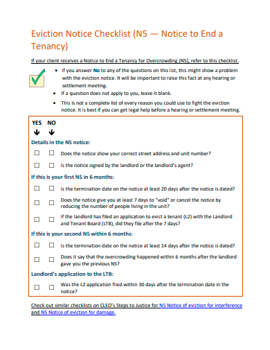 eviction notice checklist template