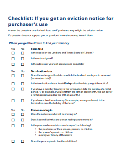 eviction notice for purchasers use checklist template