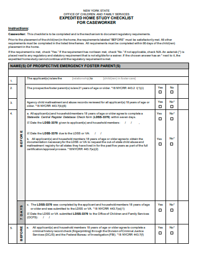 expedited home study checklist template
