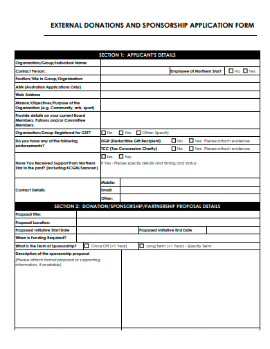 external donations and sponsorship application form template