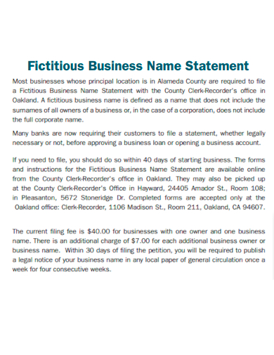 fictitious business name statement