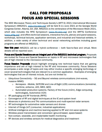 focus and special session proposal template